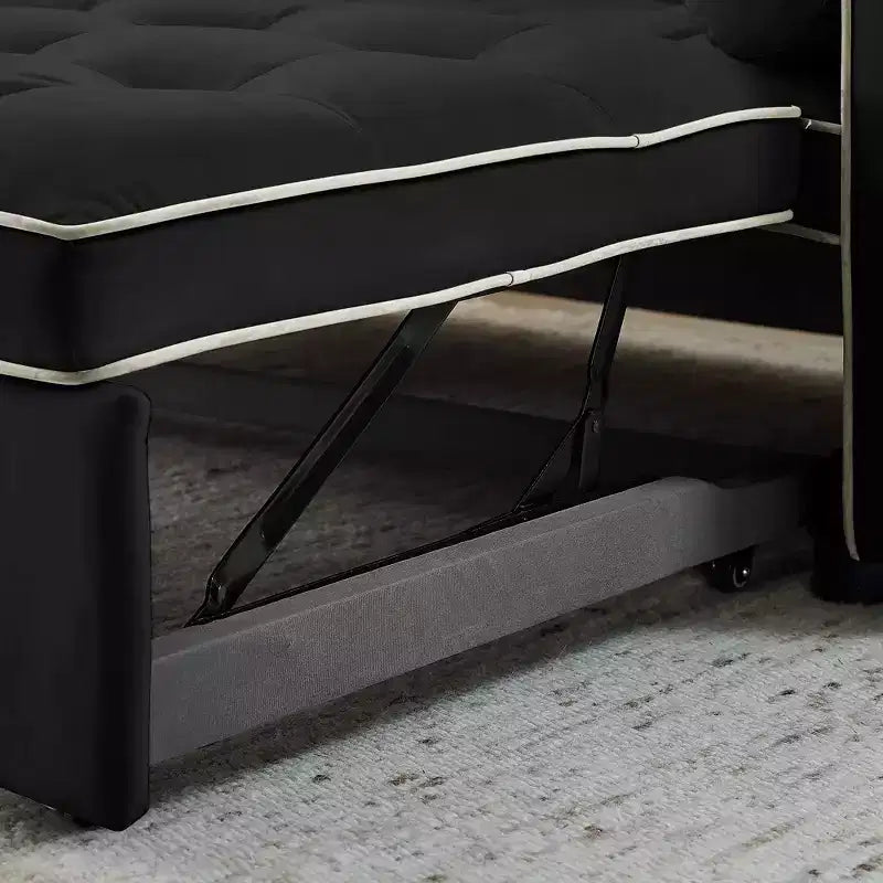Divano Letto Estraibile da 55,5 Pollici, Divanetto Futon in Velluto con Tasche Laterali, Divano Letto Moderno per Piccoli Spazi Salotto Camera da Letto