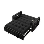 Divano Letto Estraibile da 55,5 Pollici, Divanetto Futon in Velluto con Tasche Laterali, Divano Letto Moderno per Piccoli Spazi Salotto Camera da Letto