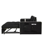 Divano Letto Estraibile da 55,5 Pollici, Divanetto Futon in Velluto con Tasche Laterali, Divano Letto Moderno per Piccoli Spazi Salotto Camera da Letto