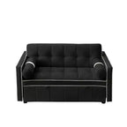 Divano Letto Estraibile da 55,5 Pollici, Divanetto Futon in Velluto con Tasche Laterali, Divano Letto Moderno per Piccoli Spazi Salotto Camera da Letto