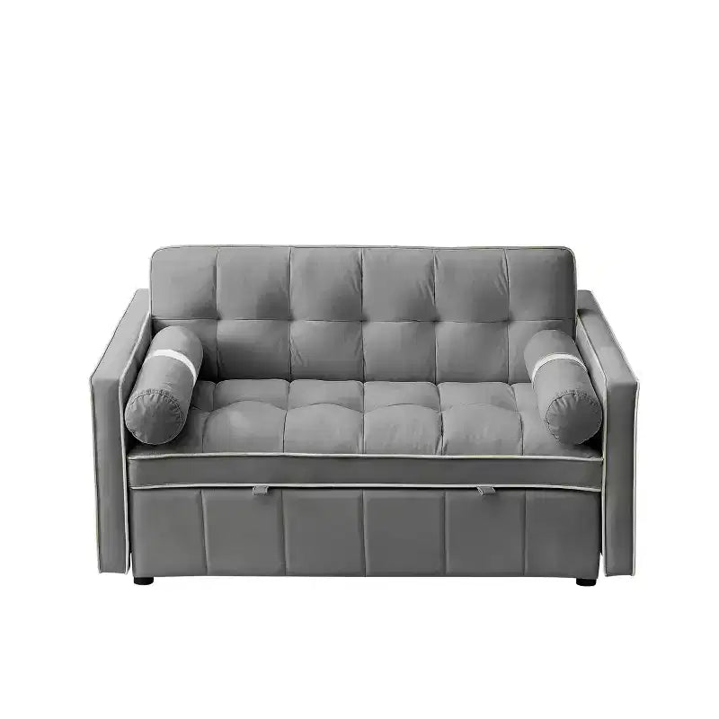 Divano Letto Estraibile da 55,5 Pollici, Divanetto Futon in Velluto con Tasche Laterali, Divano Letto Moderno per Piccoli Spazi Salotto Camera da Letto