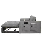 Divano Letto Estraibile da 55,5 Pollici, Divanetto Futon in Velluto con Tasche Laterali, Divano Letto Moderno per Piccoli Spazi Salotto Camera da Letto