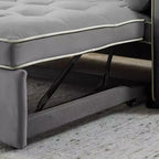 Divano Letto Estraibile da 55,5 Pollici, Divanetto Futon in Velluto con Tasche Laterali, Divano Letto Moderno per Piccoli Spazi Salotto Camera da Letto