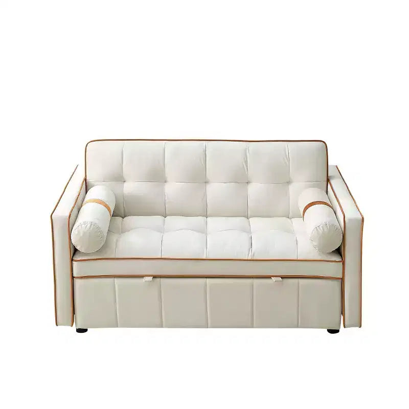 Divano Letto Estraibile da 55,5 Pollici, Divanetto Futon in Velluto con Tasche Laterali, Divano Letto Moderno per Piccoli Spazi Salotto Camera da Letto