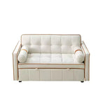 Divano Letto Estraibile da 55,5 Pollici, Divanetto Futon in Velluto con Tasche Laterali, Divano Letto Moderno per Piccoli Spazi Salotto Camera da Letto