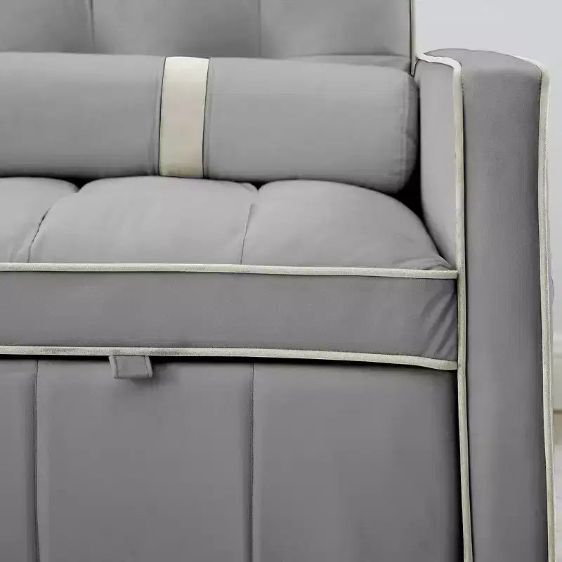 Divano Letto Estraibile da 55,5 Pollici, Divanetto Futon in Velluto con Tasche Laterali, Divano Letto Moderno per Piccoli Spazi Salotto Camera da Letto