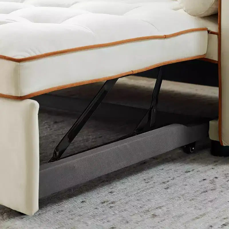 Divano Letto Estraibile da 55,5 Pollici, Divanetto Futon in Velluto con Tasche Laterali, Divano Letto Moderno per Piccoli Spazi Salotto Camera da Letto