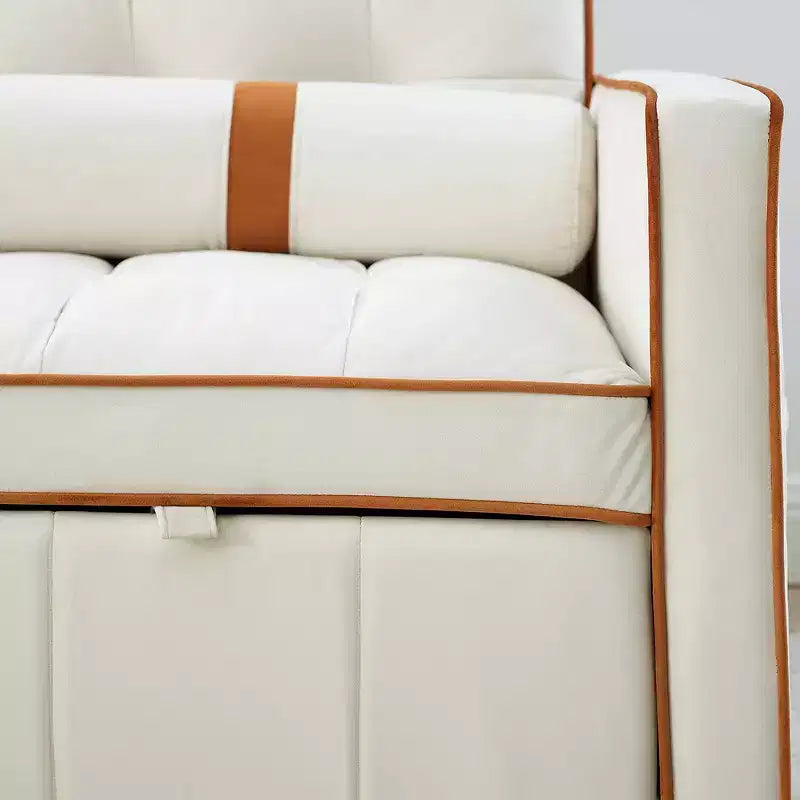 Divano Letto Estraibile da 55,5 Pollici, Divanetto Futon in Velluto con Tasche Laterali, Divano Letto Moderno per Piccoli Spazi Salotto Camera da Letto