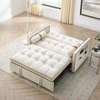 55.5 Inch Pull Out Sofa Bed, Velvet Loveseat Futon with Side Pockets, Modern Sleeper Couch for Small Spaces Living Room Bedroom