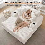 Poltrona Chaise Longue Oversize, poltrona imbottita da 60 pollici con cuscini decorativi e braccioli, divano letto moderno per soggiorno, camera da letto