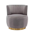 Divano Girevole 360 Velvet, Poltrona Moderna Rotonda, Sofà Singolo Ampio Imbottito con Struttura in Legno Massello per Soggiorno, Camera da Letto, Sala Giochi