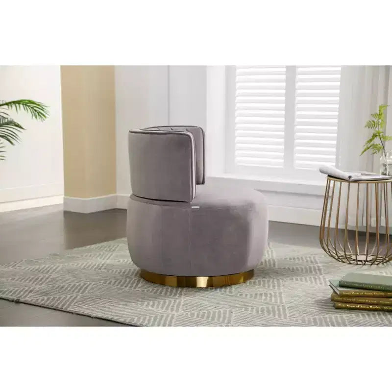 Divano Girevole 360 Velvet, Poltrona Moderna Rotonda, Sofà Singolo Ampio Imbottito con Struttura in Legno Massello per Soggiorno, Camera da Letto, Sala Giochi