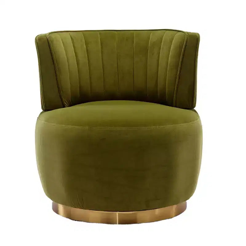 Divano Girevole 360 Velvet, Poltrona Moderna Rotonda, Sofà Singolo Ampio Imbottito con Struttura in Legno Massello per Soggiorno, Camera da Letto, Sala Giochi