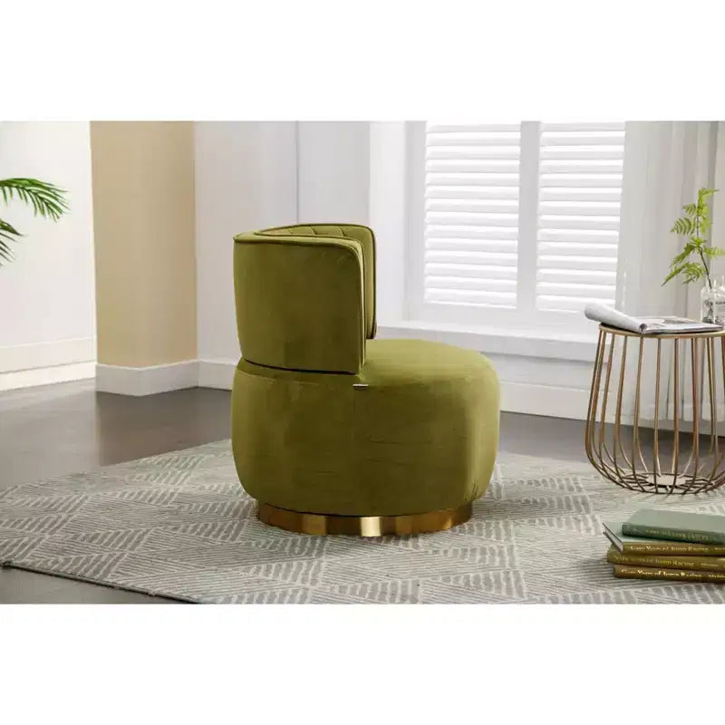Divano Girevole 360 Velvet, Poltrona Moderna Rotonda, Sofà Singolo Ampio Imbottito con Struttura in Legno Massello per Soggiorno, Camera da Letto, Sala Giochi