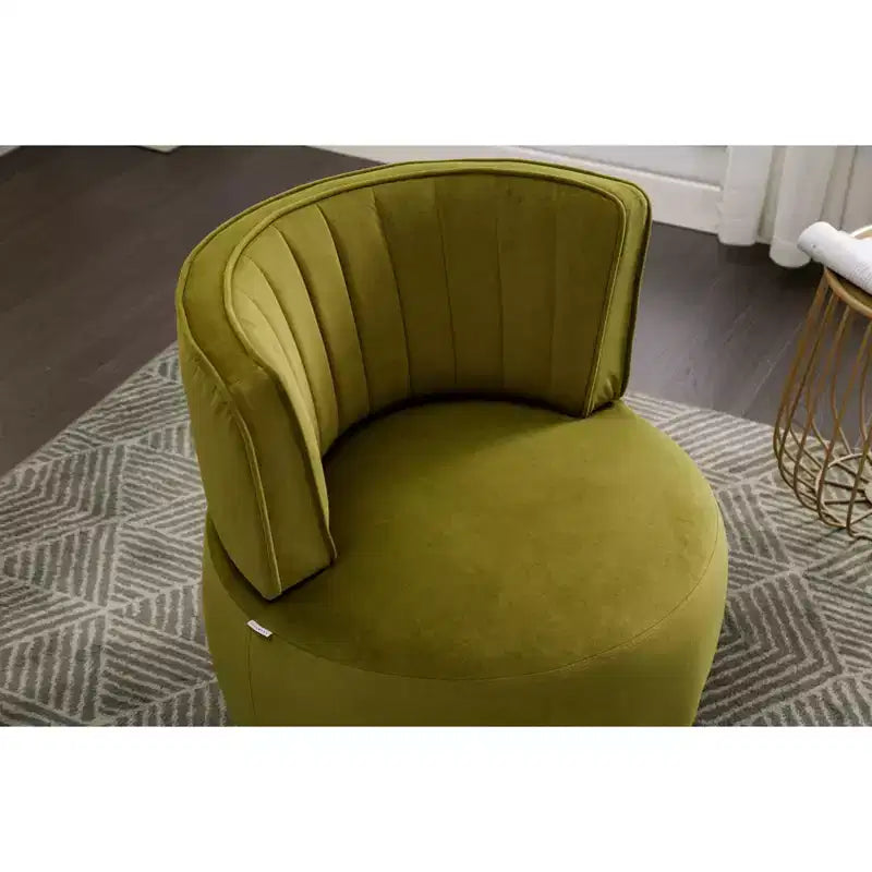 Divano Girevole 360 Velvet, Poltrona Moderna Rotonda, Sofà Singolo Ampio Imbottito con Struttura in Legno Massello per Soggiorno, Camera da Letto, Sala Giochi
