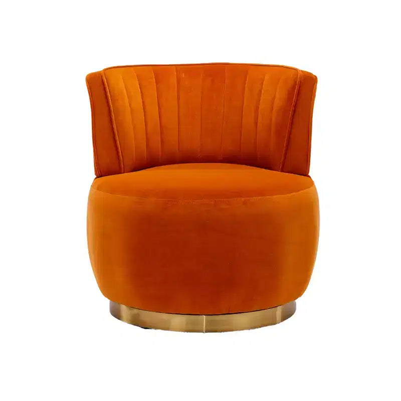 Divano Girevole 360 Velvet, Poltrona Moderna Rotonda, Sofà Singolo Ampio Imbottito con Struttura in Legno Massello per Soggiorno, Camera da Letto, Sala Giochi