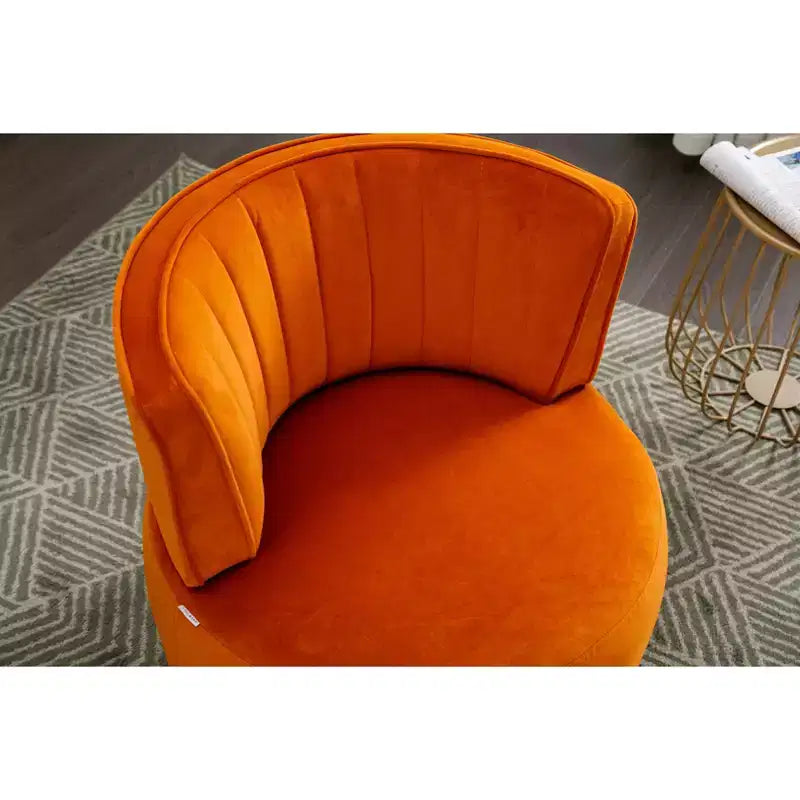 Divano Girevole 360 Velvet, Poltrona Moderna Rotonda, Sofà Singolo Ampio Imbottito con Struttura in Legno Massello per Soggiorno, Camera da Letto, Sala Giochi