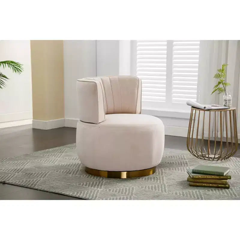 Divano Girevole 360 Velvet, Poltrona Moderna Rotonda, Sofà Singolo Ampio Imbottito con Struttura in Legno Massello per Soggiorno, Camera da Letto, Sala Giochi