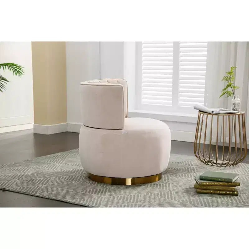 Divano Girevole 360 Velvet, Poltrona Moderna Rotonda, Sofà Singolo Ampio Imbottito con Struttura in Legno Massello per Soggiorno, Camera da Letto, Sala Giochi
