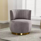 Divano Girevole 360 Velvet, Poltrona Moderna Rotonda, Sofà Singolo Ampio Imbottito con Struttura in Legno Massello per Soggiorno, Camera da Letto, Sala Giochi