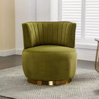 Divano Girevole 360 Velvet, Poltrona Moderna Rotonda, Sofà Singolo Ampio Imbottito con Struttura in Legno Massello per Soggiorno, Camera da Letto, Sala Giochi