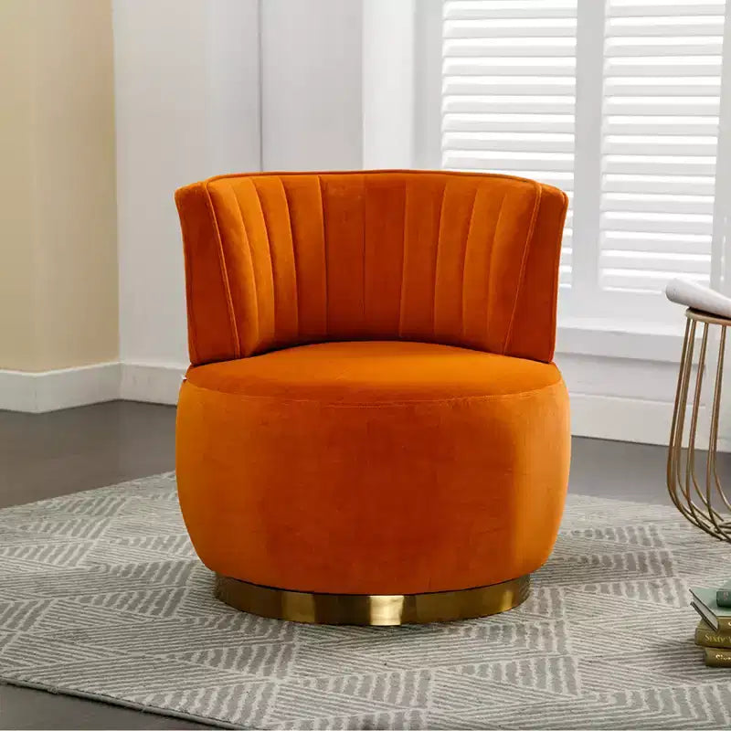 Divano Girevole 360 Velvet, Poltrona Moderna Rotonda, Sofà Singolo Ampio Imbottito con Struttura in Legno Massello per Soggiorno, Camera da Letto, Sala Giochi