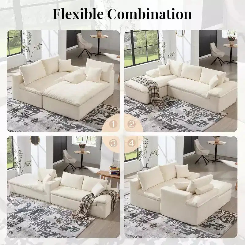 AMERLIFE Divano componibile a L senza struttura da 108 pollici, divano moderno oversize "Cloud" per soggiorno, nessun assemblaggio richiesto