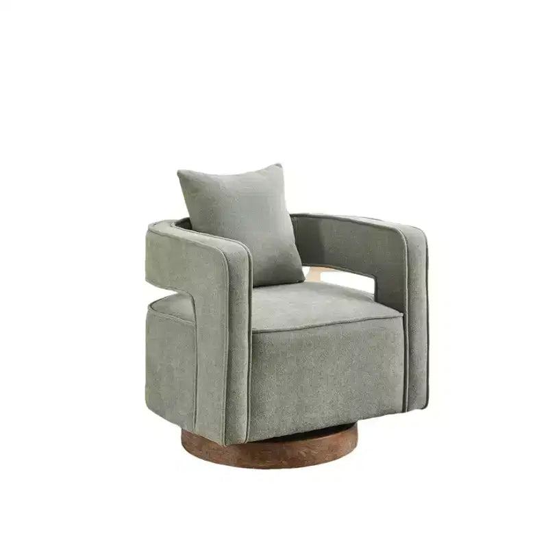 Divani moderni in tessuto, poltrona girevole a 360 gradi con base in legno e 1 cuscino, per soggiorno, camera da letto, cameretta, ufficio, hotel
