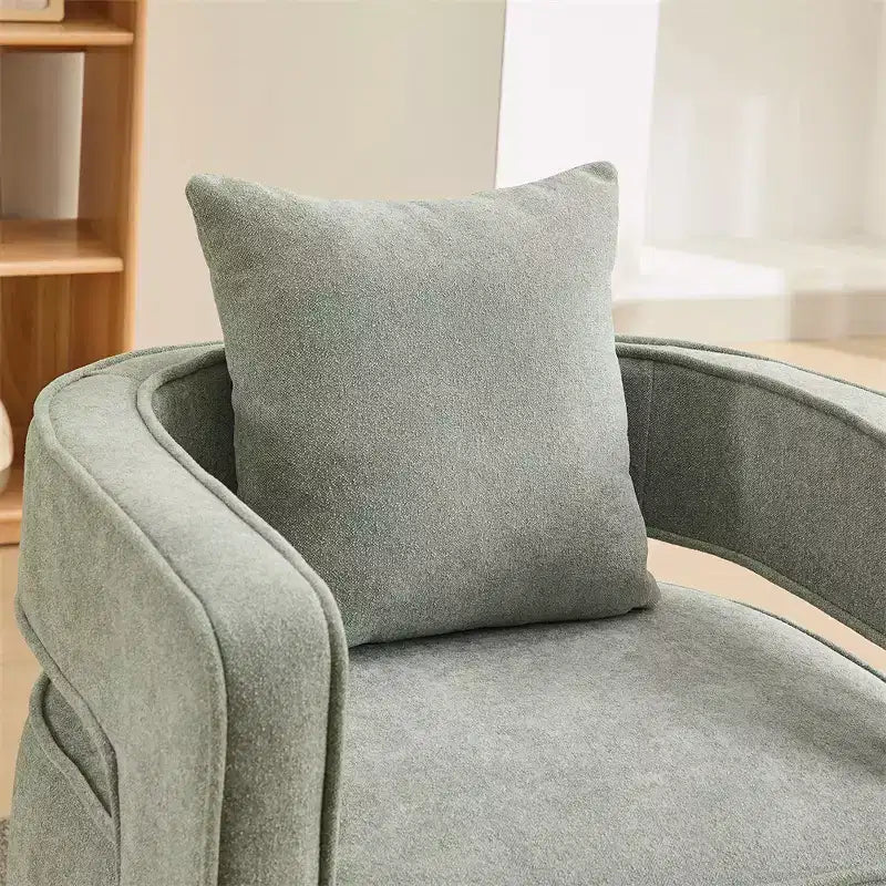 Divani moderni in tessuto, poltrona girevole a 360 gradi con base in legno e 1 cuscino, per soggiorno, camera da letto, cameretta, ufficio, hotel