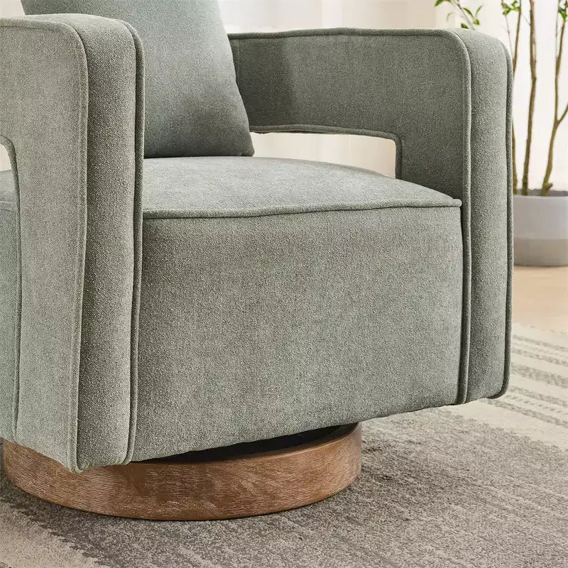 Divani moderni in tessuto, poltrona girevole a 360 gradi con base in legno e 1 cuscino, per soggiorno, camera da letto, cameretta, ufficio, hotel