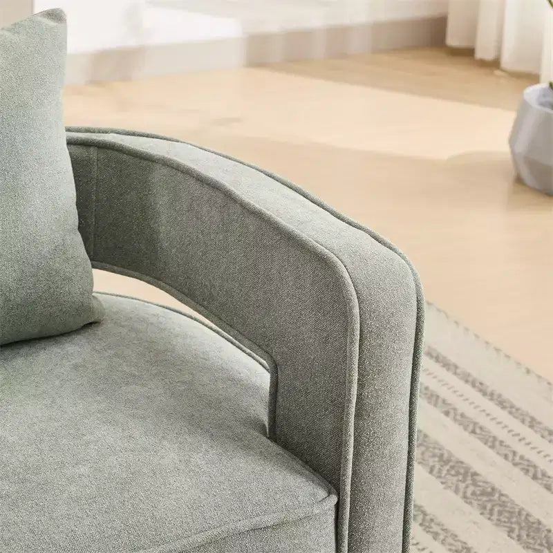 Divani moderni in tessuto, poltrona girevole a 360 gradi con base in legno e 1 cuscino, per soggiorno, camera da letto, cameretta, ufficio, hotel