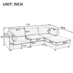 Divano Sezionale a L Convertibile con Poggiapiedi, Divano Imbottito a 3-4 Posti per Soggiorno e Appartamento