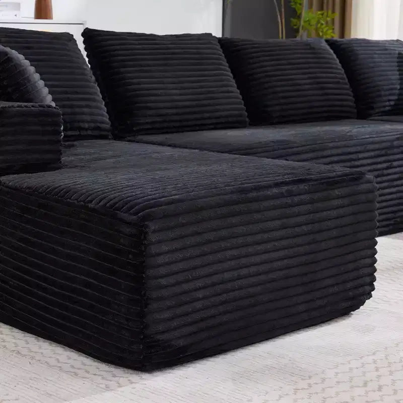 Divano sezionale modulare a nuvola a forma di U da 130'' con 2 chaise longue, divano a 4 posti in velluto a coste con seduta profonda e cuscini per soggiorno