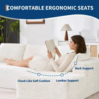 Divano sezionale modulare a nuvola a forma di U da 130'' con 2 chaise longue, divano a 4 posti in velluto a coste con seduta profonda e cuscini per soggiorno