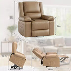 Poltrona reclinabile elevabile per anziani, divano elettrico massaggiante e riscaldato con telecomando, in pelle PU, con tasca laterale, beige