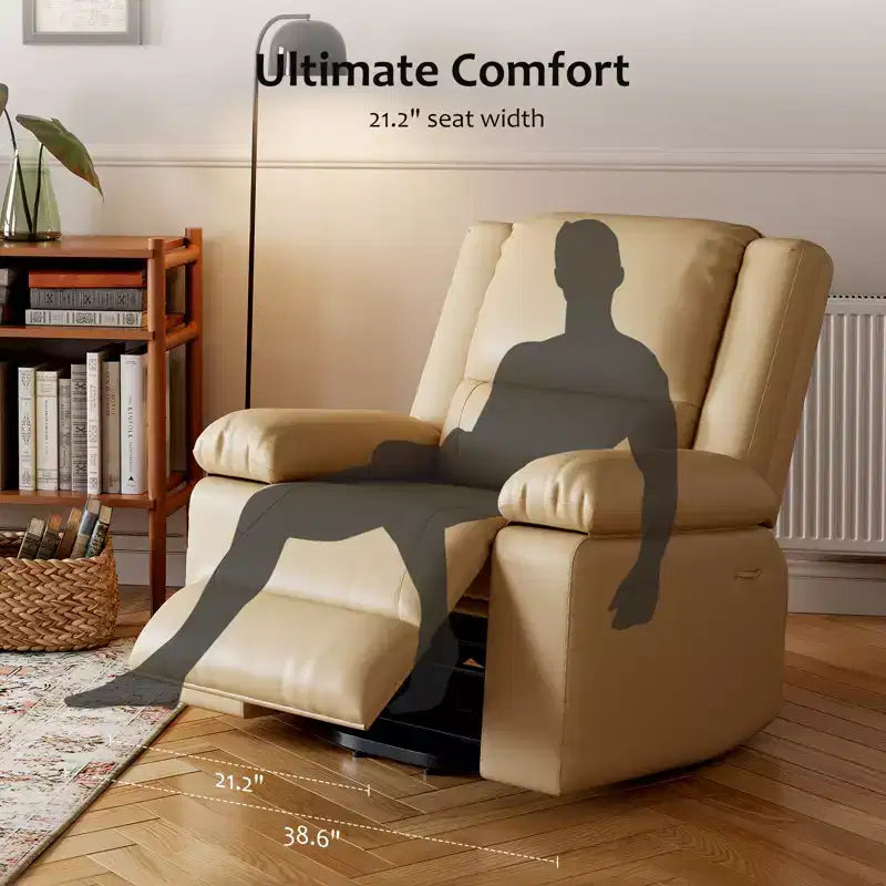Poltrona reclinabile elevabile per anziani, divano elettrico massaggiante e riscaldato con telecomando, in pelle PU, con tasca laterale, beige