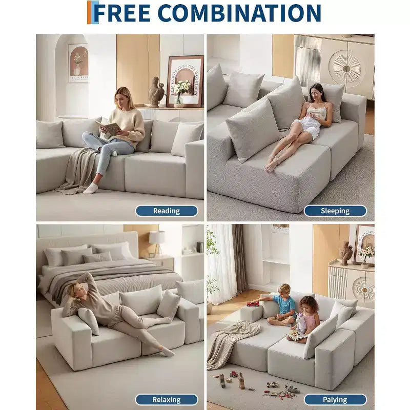 Divano componibile modulare Cloud a 108 pollici con chaise longue a L - Divano moderno con seduta profonda per soggiorno