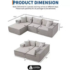 Divano componibile modulare Cloud a 108 pollici con chaise longue a L - Divano moderno con seduta profonda per soggiorno