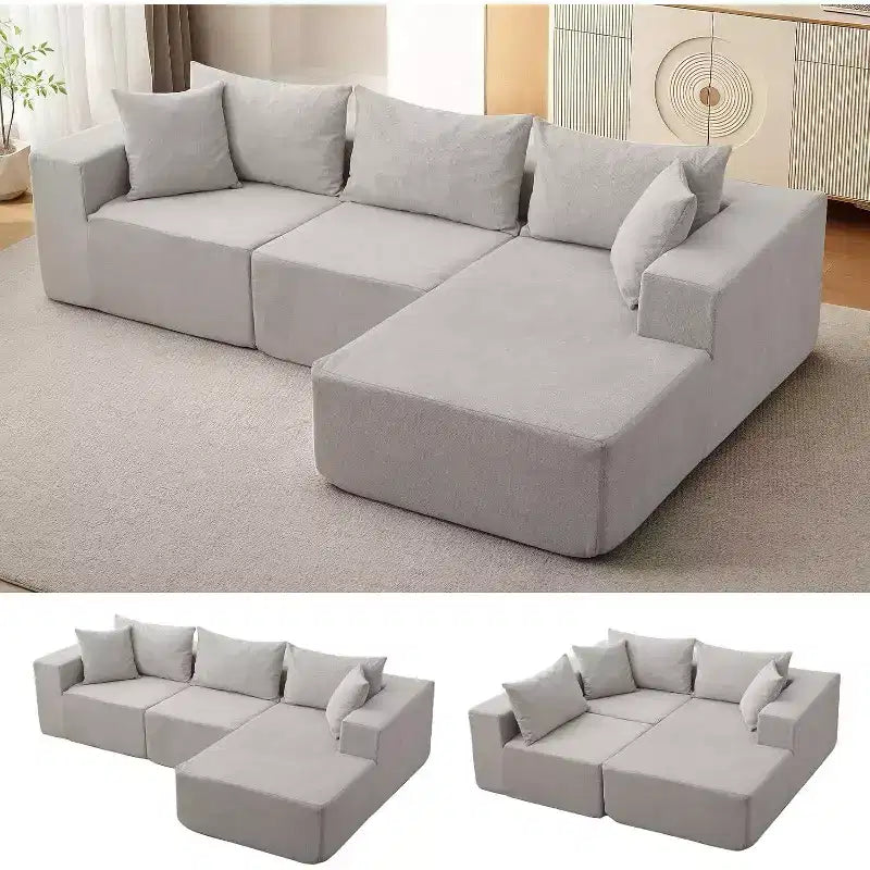 Divano componibile modulare Cloud a 108 pollici con chaise longue a L - Divano moderno con seduta profonda per soggiorno