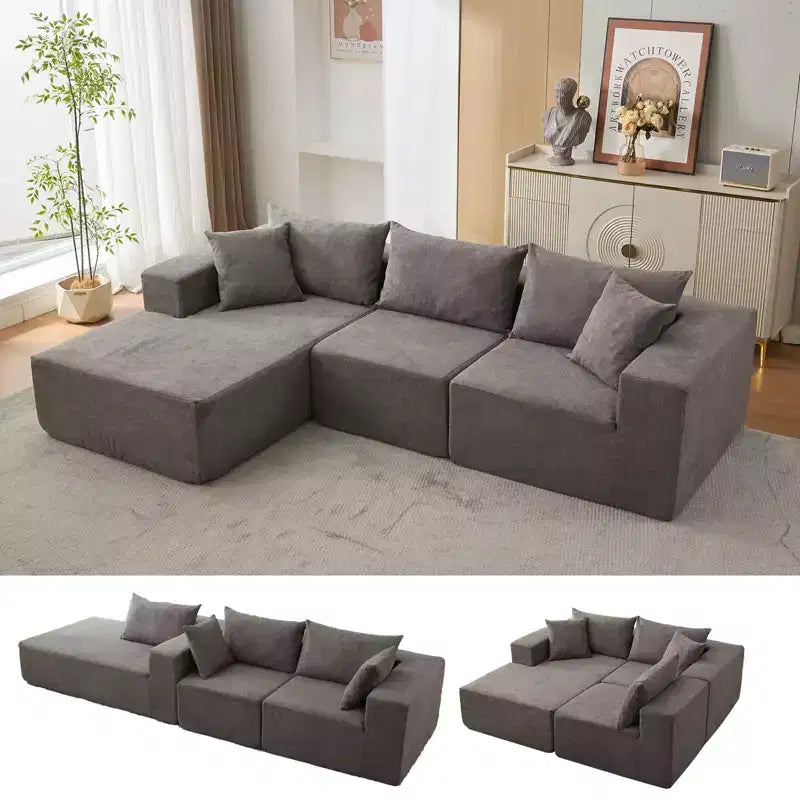Divano componibile modulare Cloud a 108 pollici con chaise longue a L - Divano moderno con seduta profonda per soggiorno