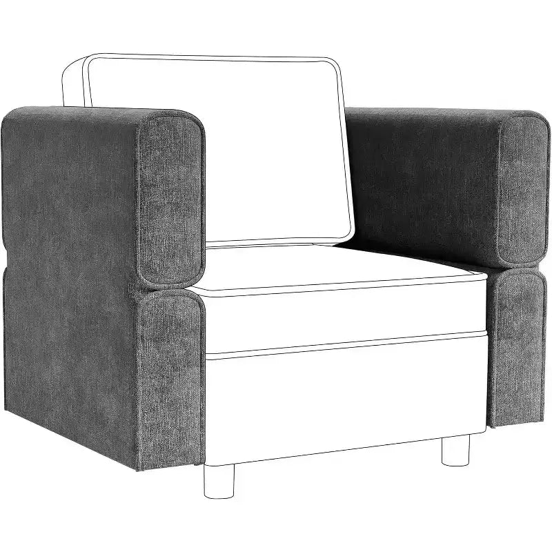 Divano componibile COZONY, a forma di U/L, reversibile, con seduta contenitore, grigio