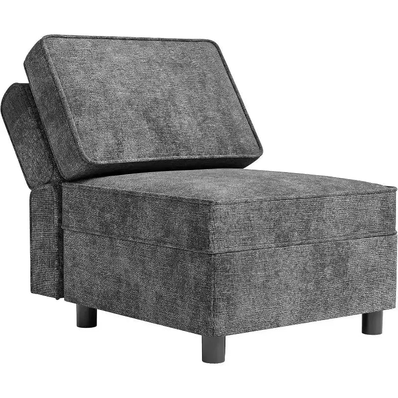 Divano componibile COZONY, a forma di U/L, reversibile, con seduta contenitore, grigio