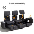 Divano letto componibile Dyonery con divano estraibile trasformabile con chaise longue contenitore e tasca laterale, per soggiorno e appartamento