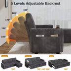 Divano letto componibile Dyonery con divano estraibile trasformabile con chaise longue contenitore e tasca laterale, per soggiorno e appartamento