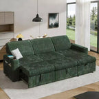Divano letto componibile Dyonery con divano estraibile trasformabile con chaise longue contenitore e tasca laterale, per soggiorno e appartamento