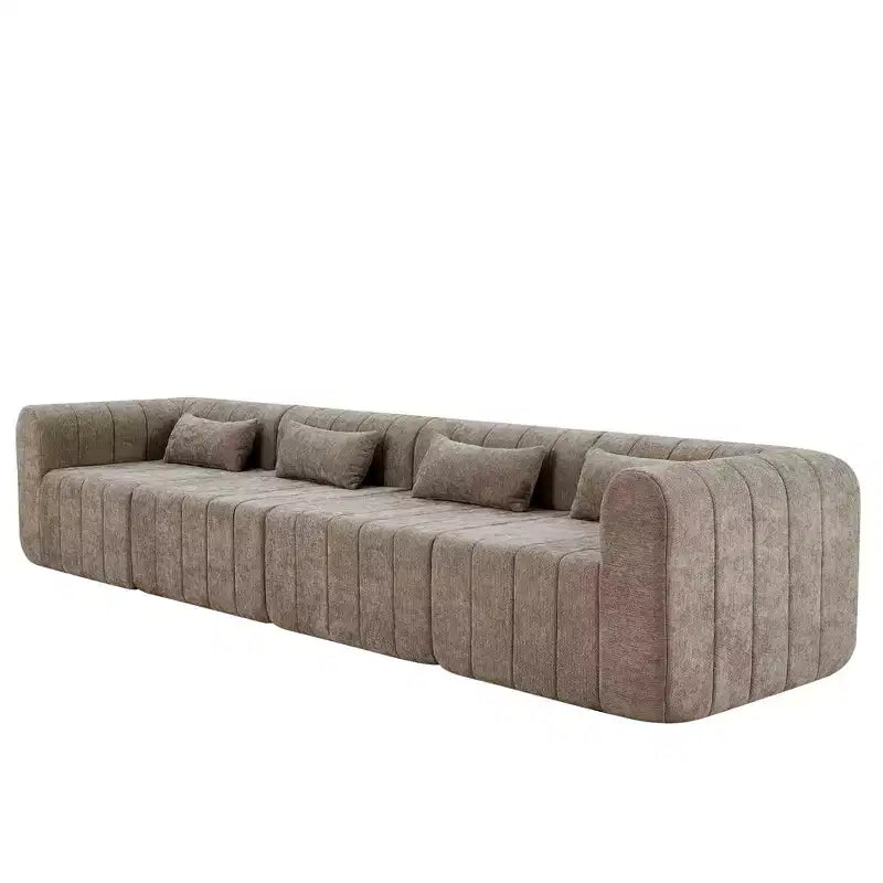 Divano componibile modulare MAYEERTY da 145,5 pollici con rivestimento in poliestere beige, divano in spugna compressa a 4 pezzi per soggiorno