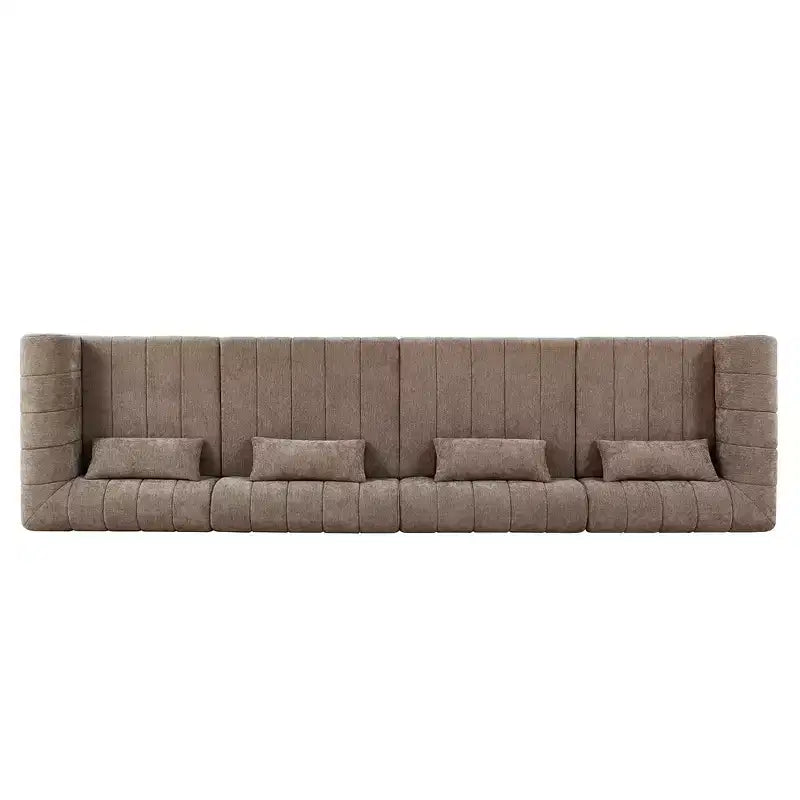 Divano componibile modulare MAYEERTY da 145,5 pollici con rivestimento in poliestere beige, divano in spugna compressa a 4 pezzi per soggiorno