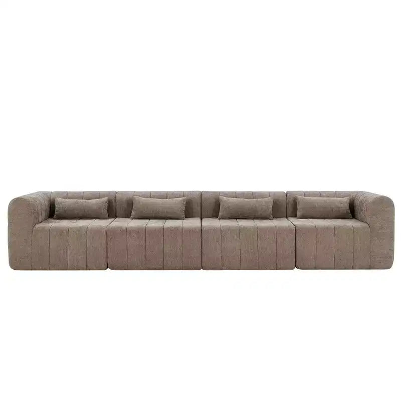 Divano componibile modulare MAYEERTY da 145,5 pollici con rivestimento in poliestere beige, divano in spugna compressa a 4 pezzi per soggiorno