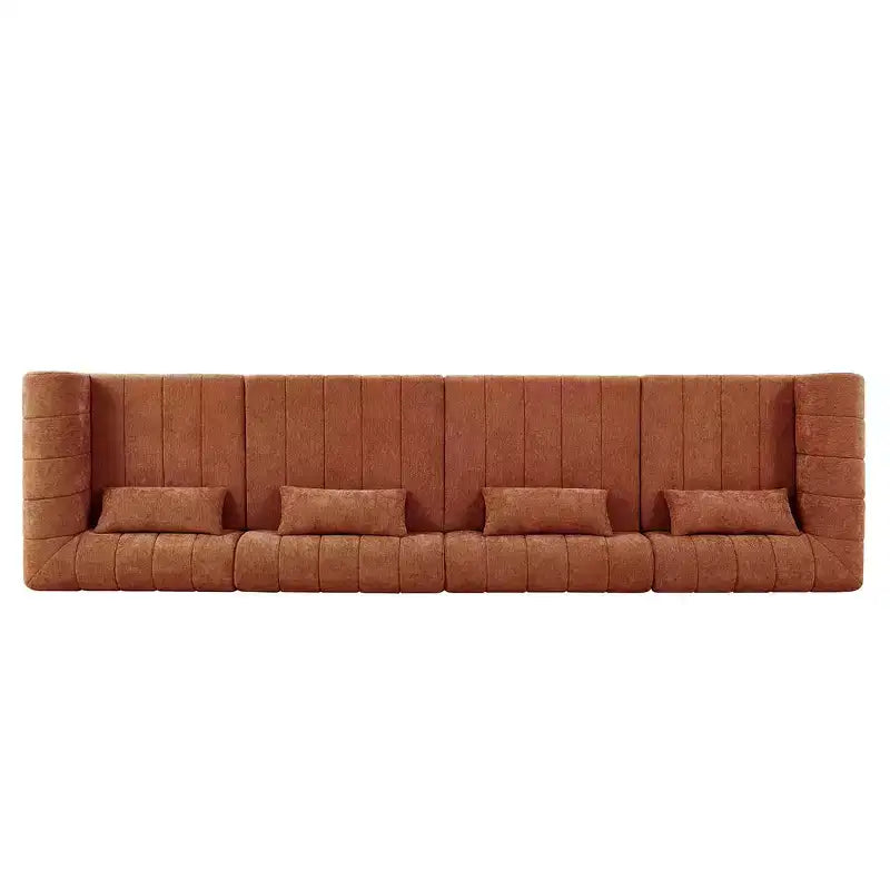Divano componibile modulare MAYEERTY da 145,5 pollici con rivestimento in poliestere beige, divano in spugna compressa a 4 pezzi per soggiorno