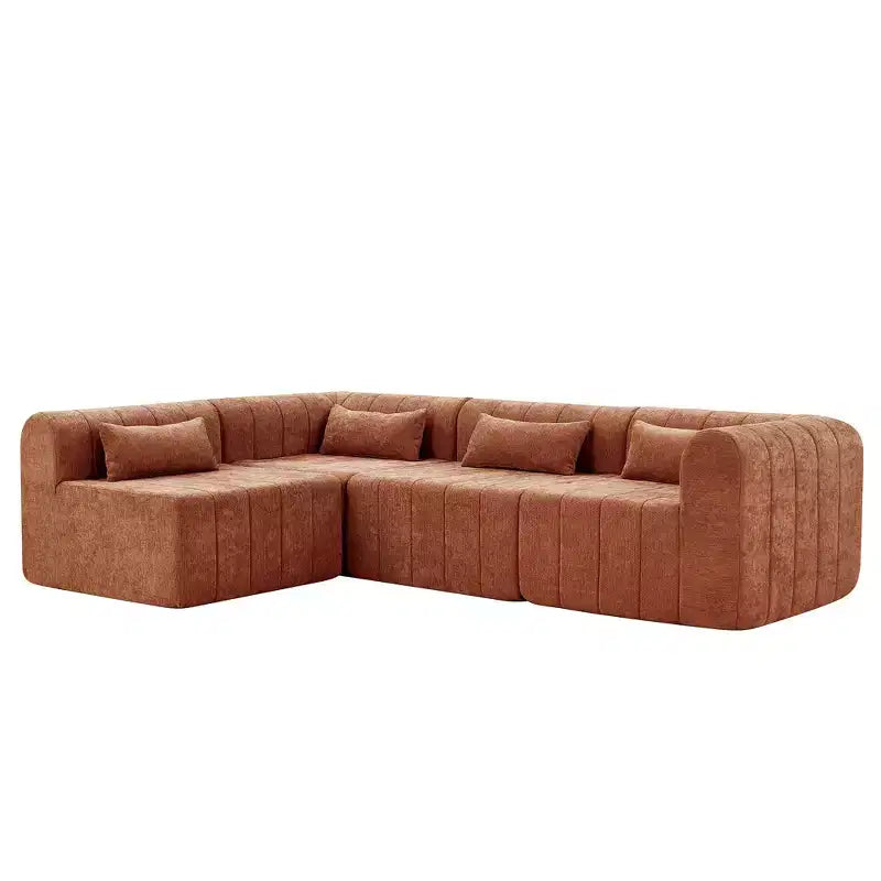 Divano componibile modulare MAYEERTY da 145,5 pollici con rivestimento in poliestere beige, divano in spugna compressa a 4 pezzi per soggiorno